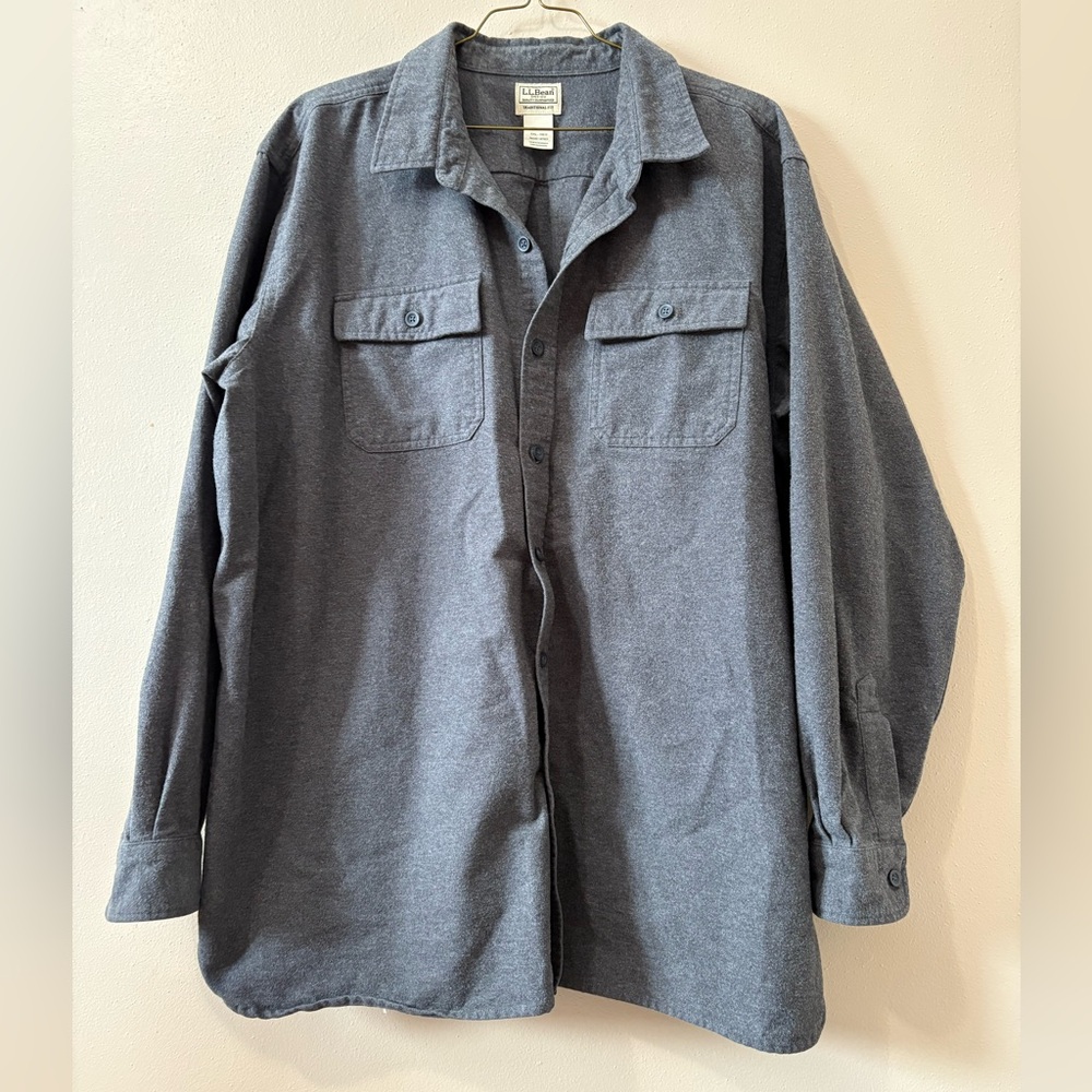 L.L.Bean Chamois Shirt heavy-weight cotton flannel button-down mens size XXL